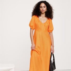Banana Republic Vibrant Orange Midi Dress